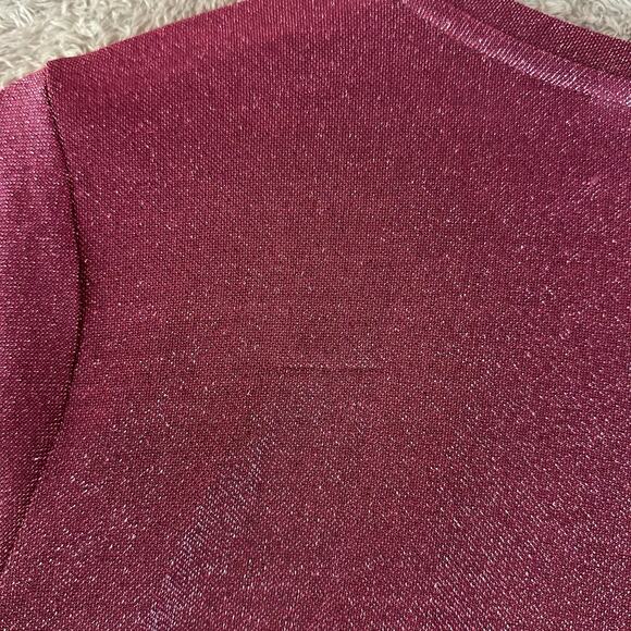 Logo Layers Lori Goldstein Metallic Mesh Cardigan Mulled Wine L Large - Picture 7 of 12